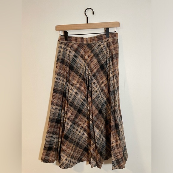 Panther Dresses & Skirts - Vintage Wool Blend Pleated Panther Skirt, Brown/Tan Made in USA Union 70’s #9446
